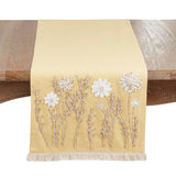 Yellow Embroidered Floral Table Runner