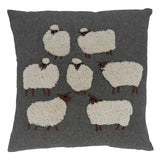 Throw Pillow with Embroidered Sheep Design