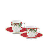 Christmas Berries Espresso Cups & Saucers | Set of 2