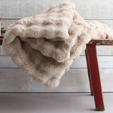 Luxe Sculpted Rabbit Fur Throw| Taupe