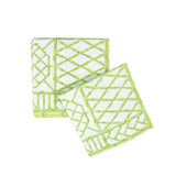 Bamboo Screen Moss Green Paper Linen Cocktail Napkins