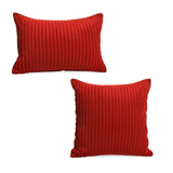 Red Ribbed Poly-Velvet Pillow