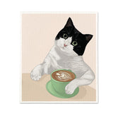 Cat & Latte Dishcloth