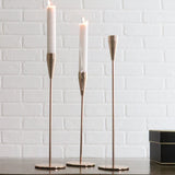 Gold Mirrored Taper Candle Holder | Set of 3