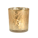 Branch Silhouette Etched Gold Mirror Hurricane Vase
