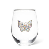 Stemless Wine Glass with Jewelled Butterfly