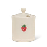 Strawberry on Covered Jam Jar
