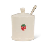 Strawberry on Covered Jam Jar