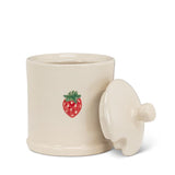 Strawberry on Covered Jam Jar