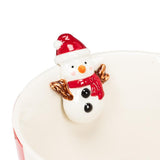 Wide Striped Mug w/Snowman-4"H(12oz)