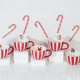 Wide Striped Mug w/Snowman-4"H(12oz)