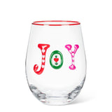 Embossed JOY Stemless Wine Glass