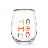 Embossed HOHOHO Stemless Wine Glass