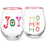 Embossed HOHOHO Stemless Wine Glass