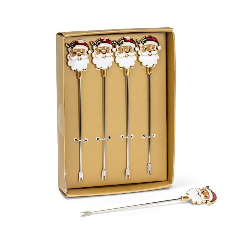 Santa Face Icon Cocktail Picks. Set of 4– White Woods Home