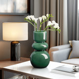 Sintra Double Bulb 10h" Ceramic Vase - Shiny Green