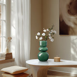 Sintra Double Bulb 10h" Ceramic Vase - Shiny Green
