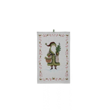 Cotton Slub Printed Tea Towel with Santa & Berries