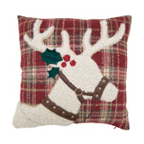 Plaid Reindeer Throw Pillow