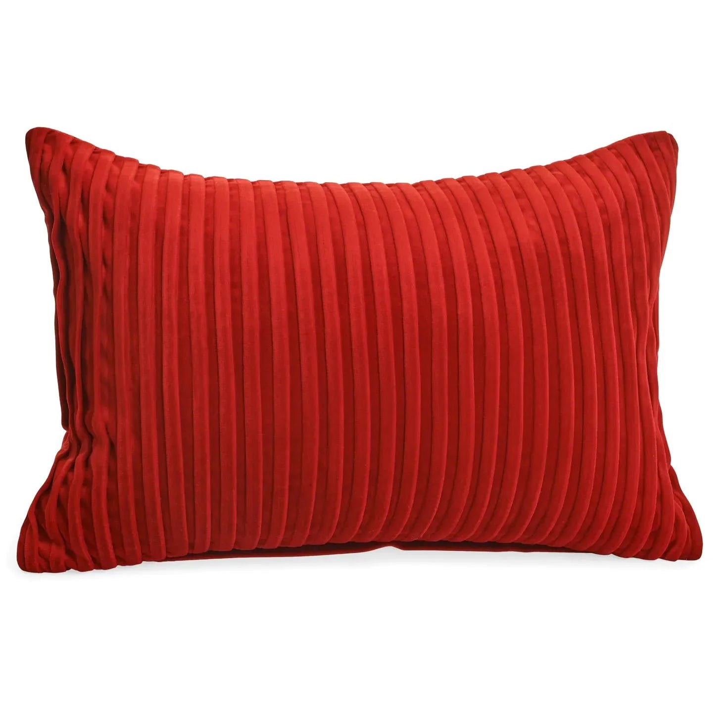 Red Ribbed Poly-Velvet Pillow