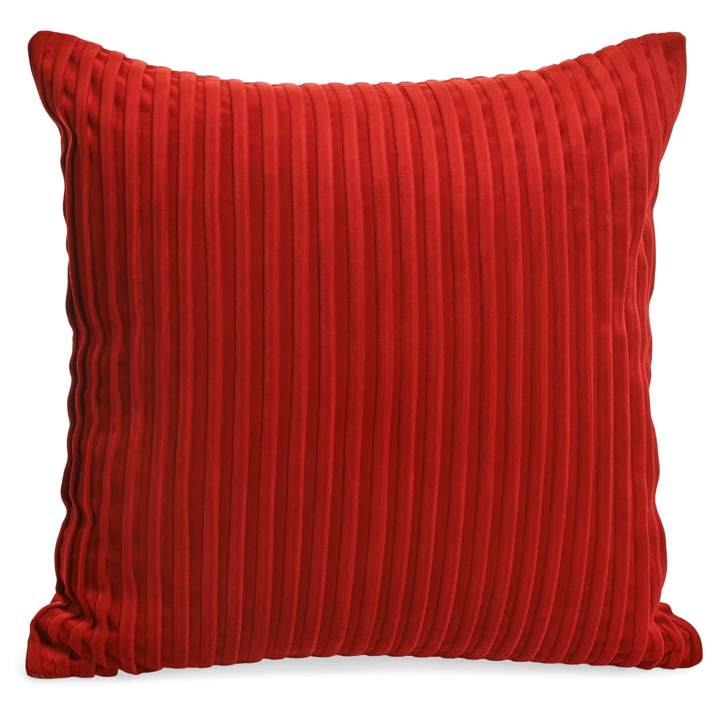 Red Ribbed Poly-Velvet Pillow