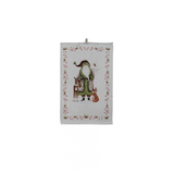 Cotton Slub Printed Tea Towel with Santa & Berries