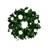 Camelia Flower Wreath - White - 26 Inch