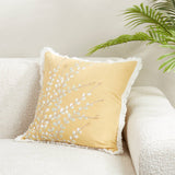 Yellow Embroidered Floral Pillow