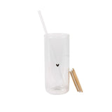 Single Heart Glass Sippers With Straw