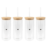 Single Heart Glass Sippers With Straw