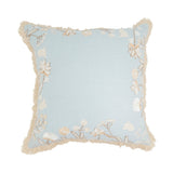 Graceful Embroidered Floral Pillow | Blue