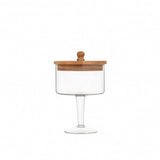 Pedestal Glass Jar with Wood Top