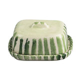 Green Stripe Mini Ceramic Butter Dish