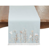 Blue Embroidered Meadow Table Runner