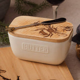 Bee White Butter Dish & Knife Set