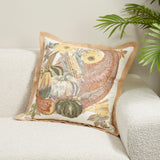 Embroidered Cornucopia Throw Pillow