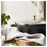 Cast Iron Wok with Glass Lid 12"
