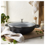 Cast Iron Wok with Glass Lid 12"