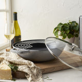 Cast Iron Wok with Glass Lid 12"