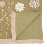 Green Embroidered Floral Table Runner