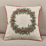 Holly Wreath w/ Bells Pillow