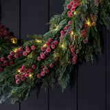 Red Plum Frosted Berry Norfolk Cypress Real Touch Wreath - 24"