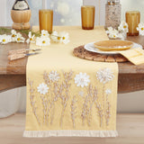 Yellow Embroidered Floral Table Runner