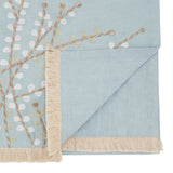 Embroidered Botanical Decorative Table Runner | Blue