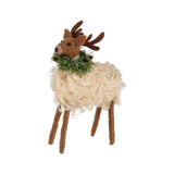 Curly Felt reindeer Ornament with Wreath