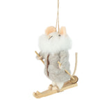 Felt mouse ornament in puffy coat