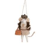 Felt mouse ornament with handbag