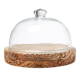 Glass Dome with Carved Base | Large
