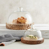 Glass Dome with Carved Base | Large