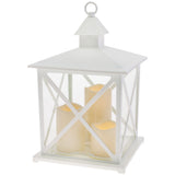 White crossed lantern with LED candles